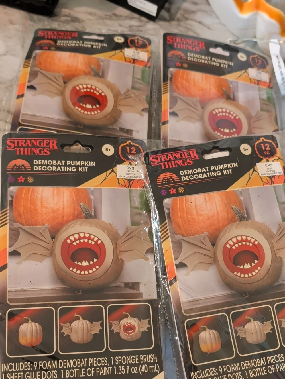 STRANGER THINGS Alphabet/DEMOBAT Lights Pumpkin Decorating Kit - BUNDLE OF 5